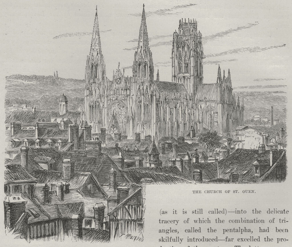 ROUEN. The Church of St Ouen 1882 old antique vintage print picture